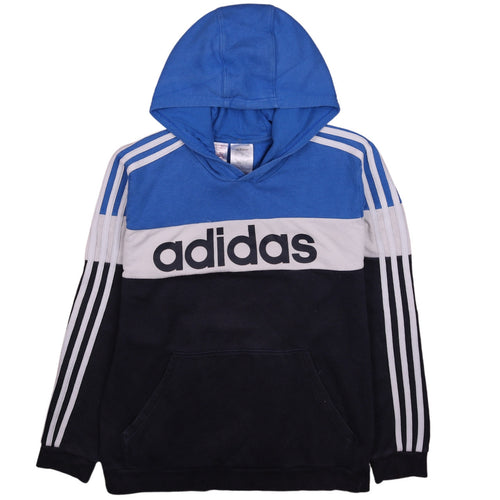 adidas Boys Blue Colourblock Pullover Hoodie 15-16 Years