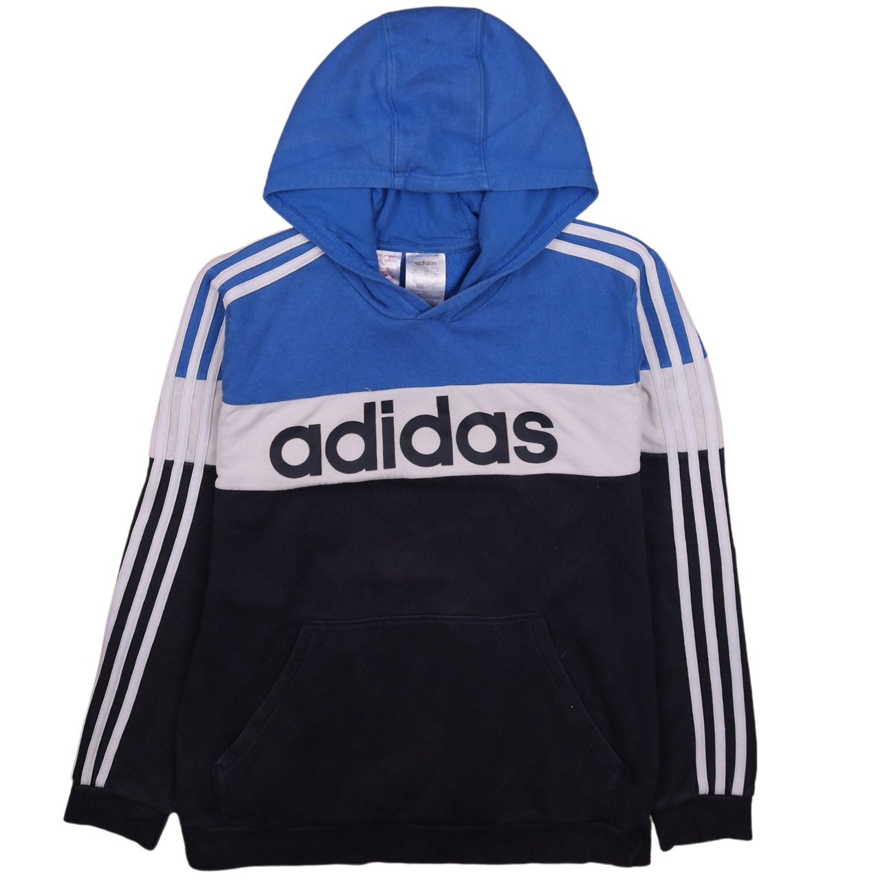 adidas Boys Blue Colourblock Pullover Hoodie 15-16 Years