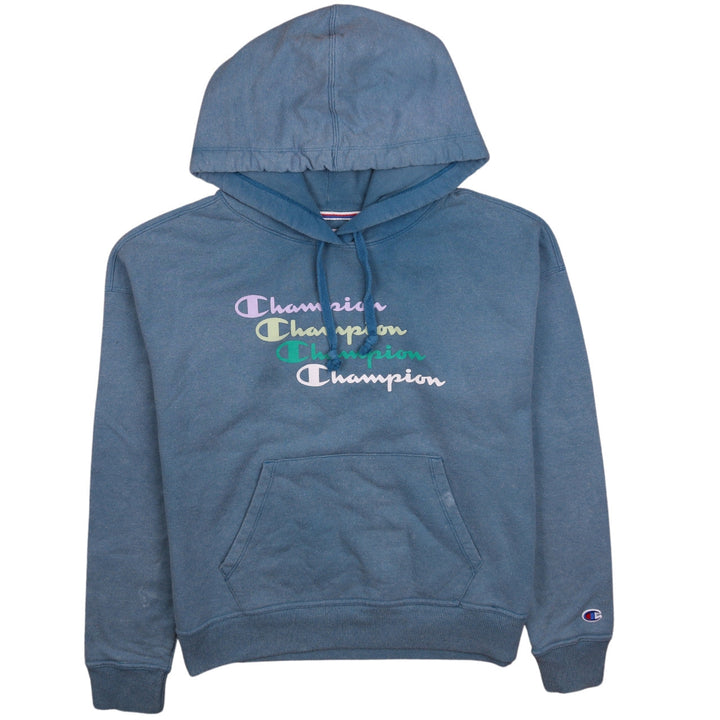 Champion Womens Blue Pullover Hoodie Small Graphic Print Casual