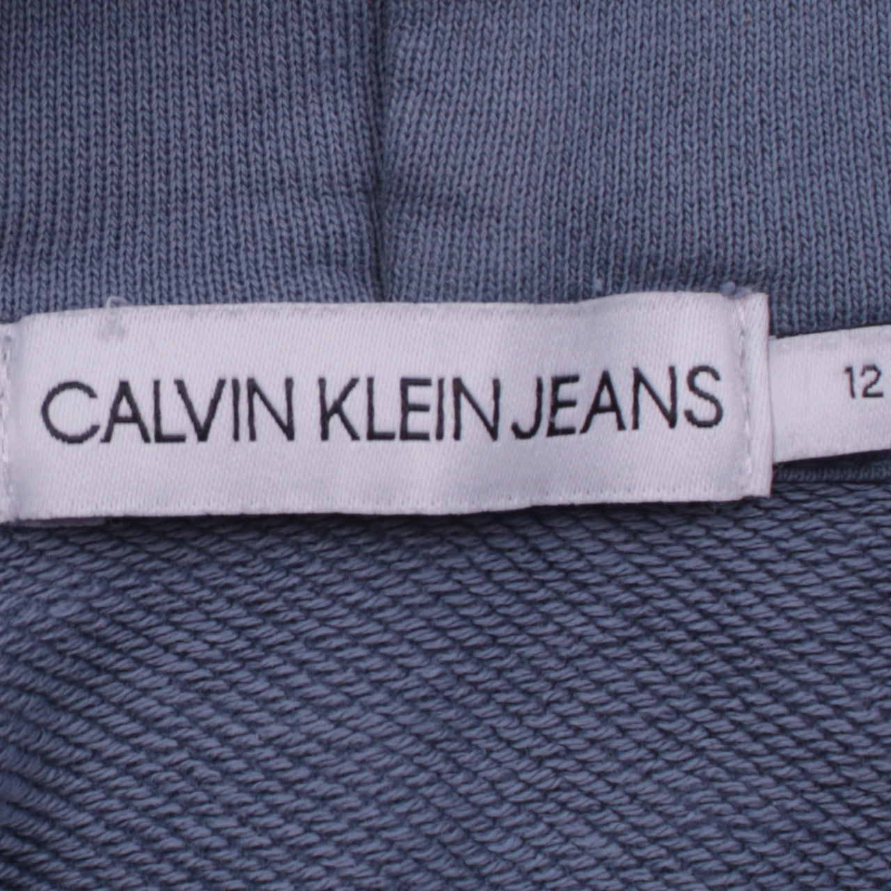 Calvin Klein Jeans Boys Blue Pullover Hoodie 12 Years Logo Cotton Stretch