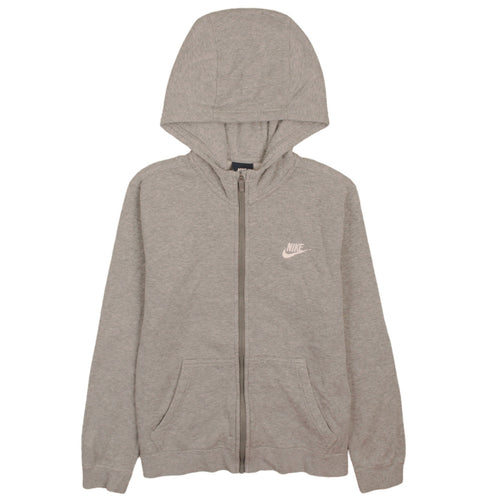 Nike Boys Grey Full Zip Hoodie 12-13 Years Regular Fit Logo Design