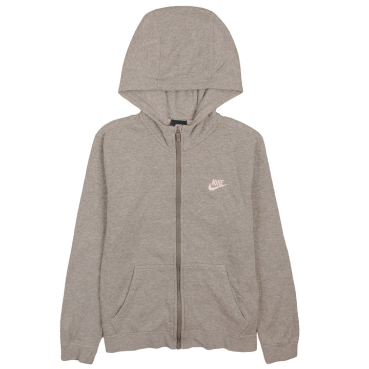 Nike Boys Grey Full Zip Hoodie 12-13 Years Regular Fit Logo Design