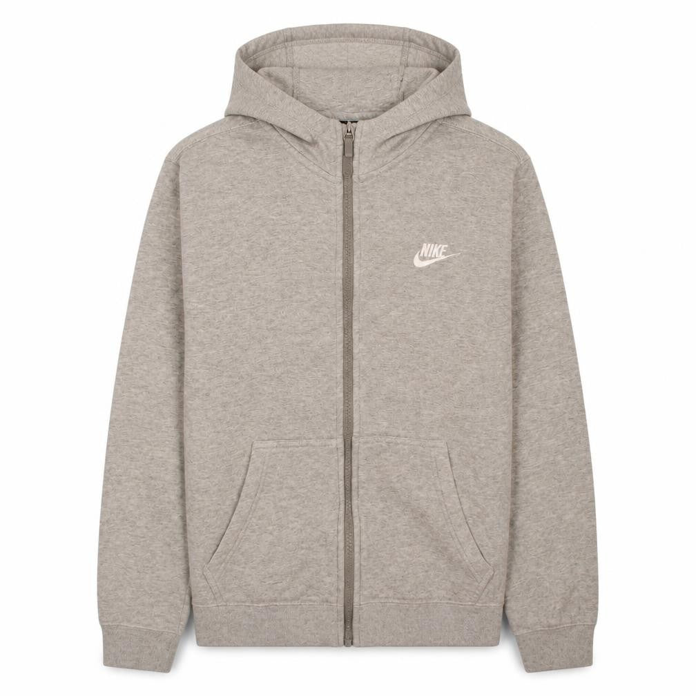 Nike Boys Grey Full Zip Hoodie 12-13 Years Regular Fit Logo Design
