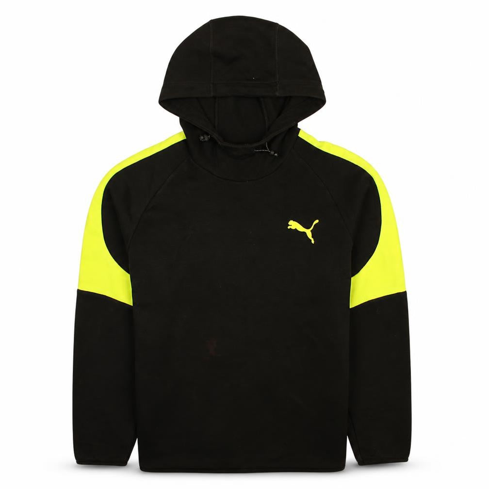Puma Men’s Black XL Pullover Hoodie with Logo and Neon Detail