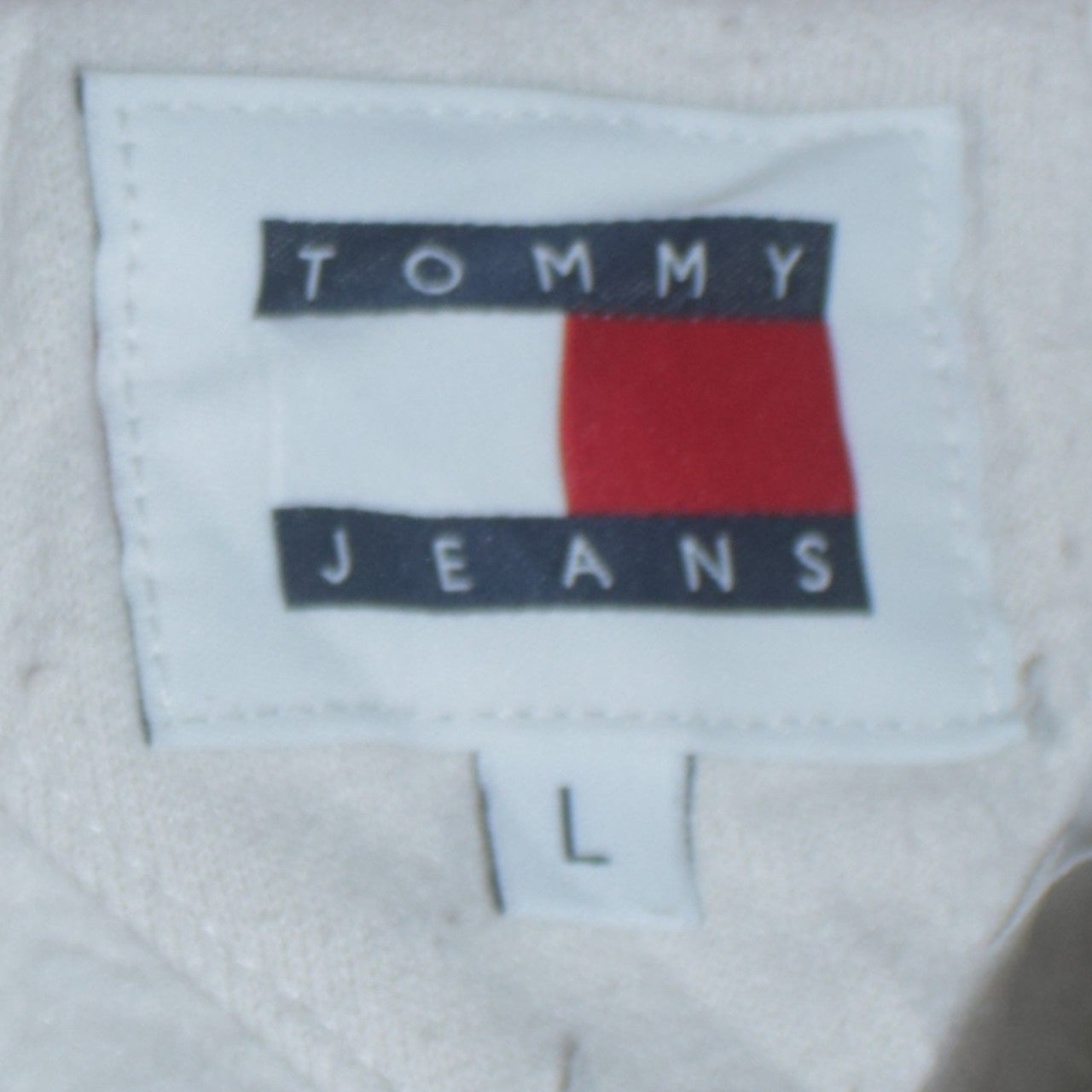 Tommy Jeans Men White Pullover Hoodie L Graphic Logo Cotton Blend