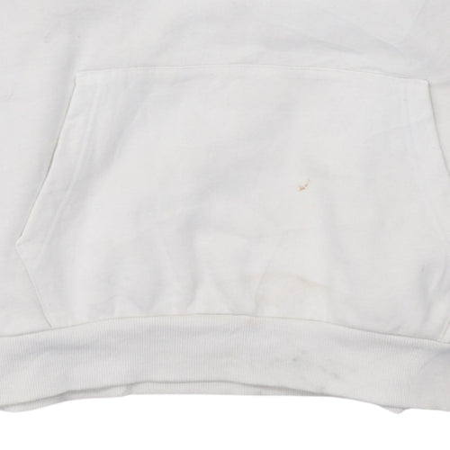 Tommy Jeans Men White Pullover Hoodie L Graphic Logo Cotton Blend