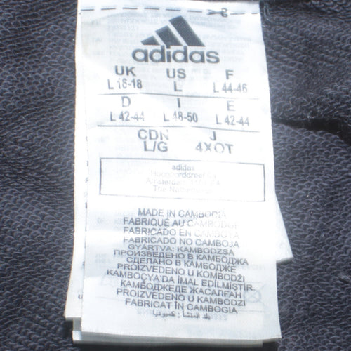 Adidas Womens Black Crew Neck Logo Sweatshirt Size L 16-18