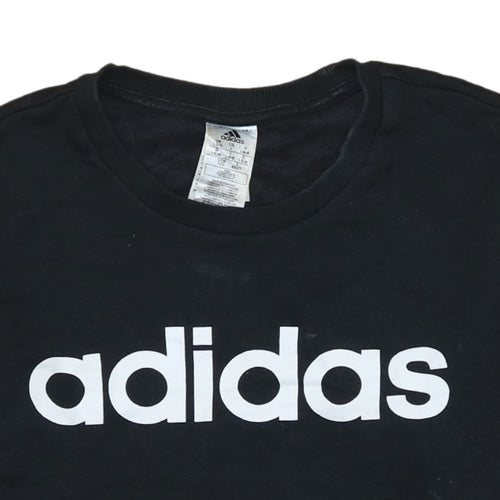 Adidas Womens Black Crew Neck Logo Sweatshirt Size L 16-18