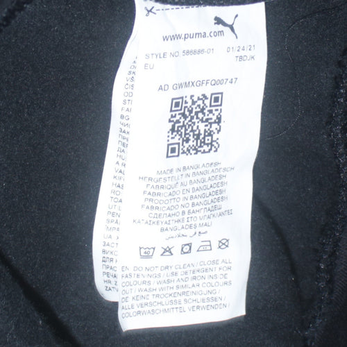 Puma Women Black 1/4 Zip Sweatshirt Size L Cotton Blend Logo
