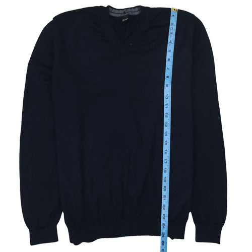 Hugo Boss Men's Navy Blue 2XL Wool V-Neck Pullover Jumper
