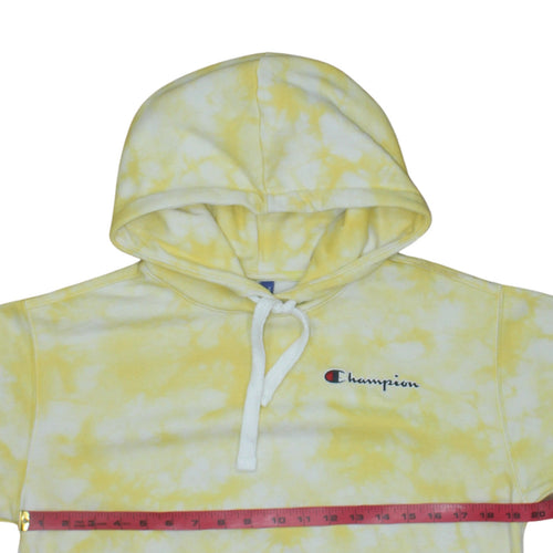 Champion Women's Yellow Tie-Dye Pullover Hoodie Small