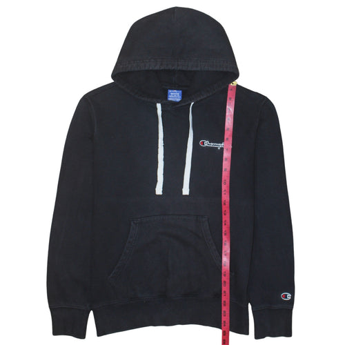 Champion Mens Black Pullover Hoodie Medium Logo Cotton Sweatshirt
