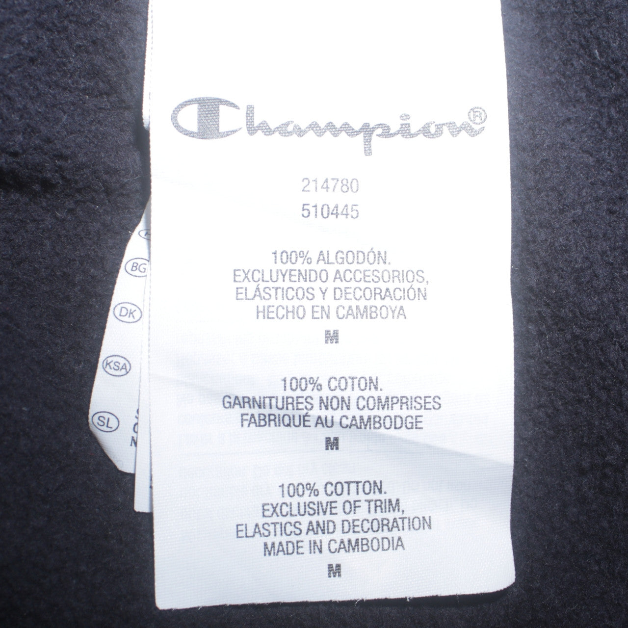 Champion Mens Black Pullover Hoodie Medium Logo Cotton Sweatshirt