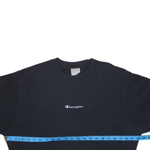 Champion Men's Black Small Reverse Weave Crew Neck Sweatshirt
