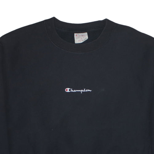 Champion Men's Black Small Reverse Weave Crew Neck Sweatshirt