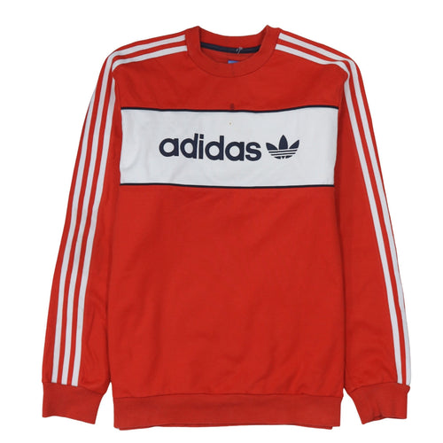 Adidas Mens Red Crew Neck Pullover Sweatshirt L Retro Logo