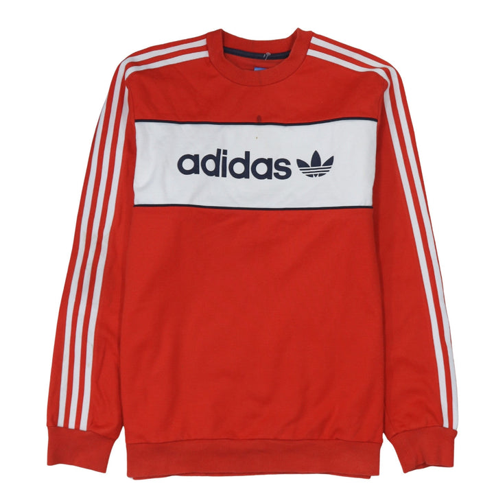 Adidas Mens Red Crew Neck Pullover Sweatshirt L Retro Logo