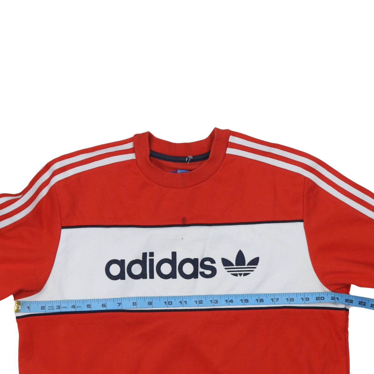 Adidas Mens Red Crew Neck Pullover Sweatshirt L Retro Logo