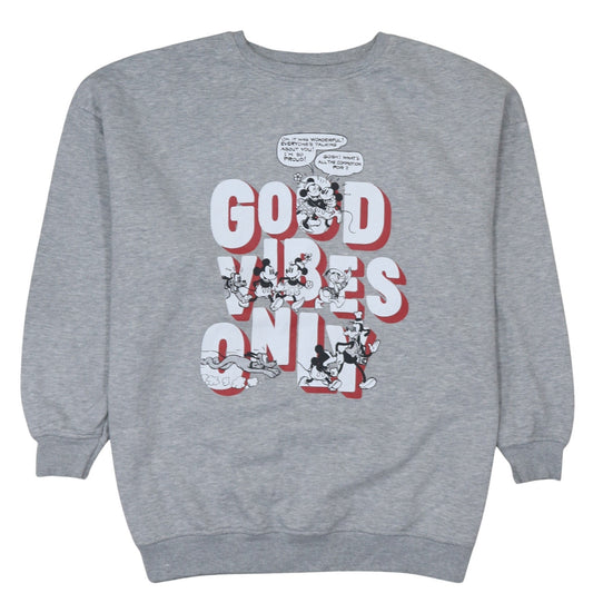 Primark Women Grey Disney Mickey Mouse Good Vibes Sweatshirt Size S