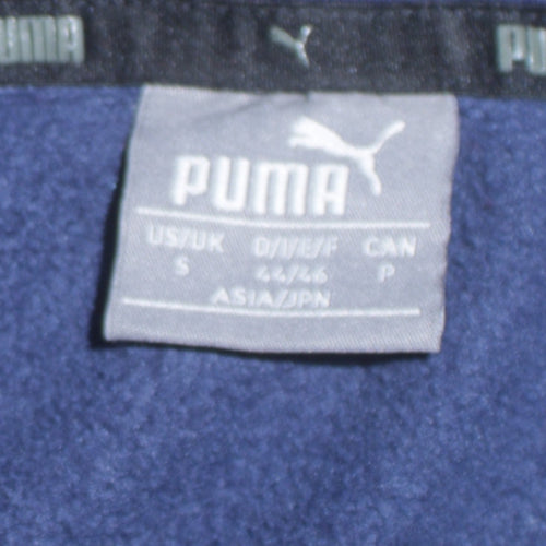 Puma Women's Navy Blue Pullover Hoodie Small Logo Print Cotton Blend