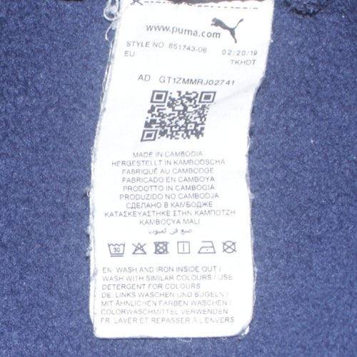 Puma Women's Navy Blue Pullover Hoodie Small Logo Print Cotton Blend