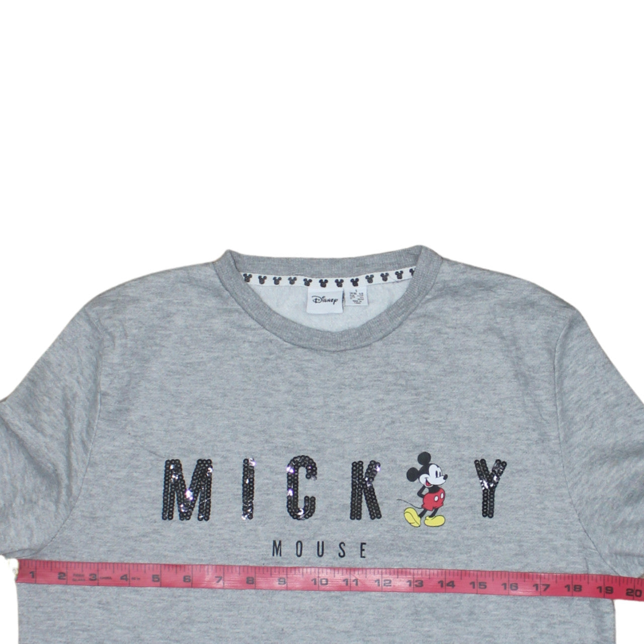 Disney Women Grey Mickey Mouse Sequin Pullover Sweatshirt Size S