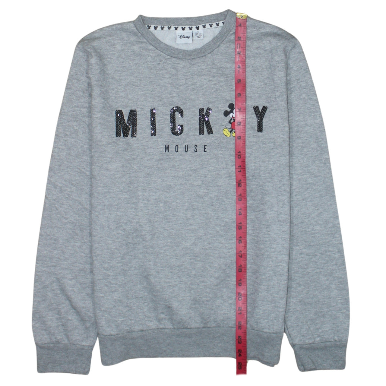 Disney Women Grey Mickey Mouse Sequin Pullover Sweatshirt Size S