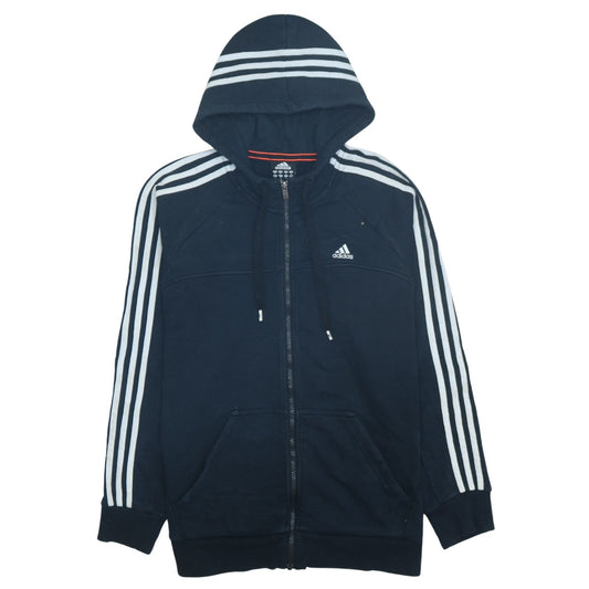 Adidas Women Navy Blue Full Zip Hoodie Medium Performance Essentials