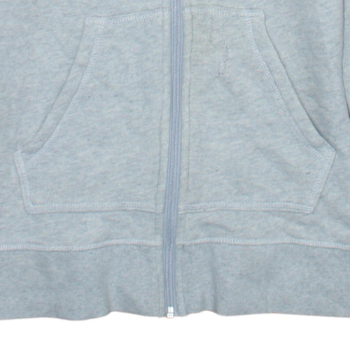 Adidas Womens Grey Full Zip Hoodie Size 8 Cotton Blend Hooded Sweatshirt