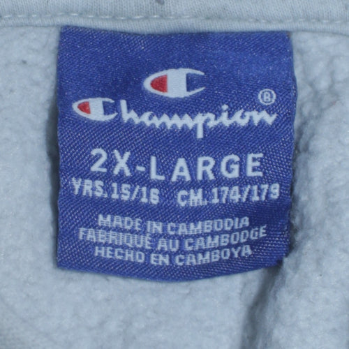 Champion Boys Grey 2XL Pullover Hoodie with Logo Fleece Sweatshirt
