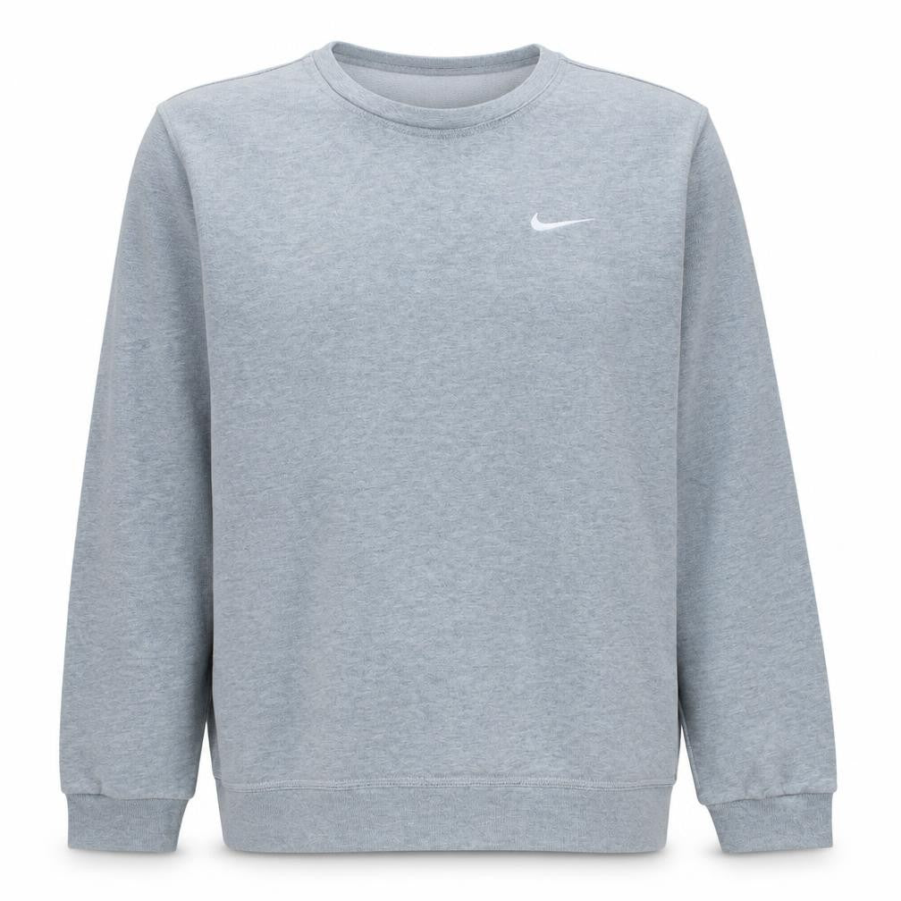 Front view of Nike men’s grey crew neck pullover sweatshirt l