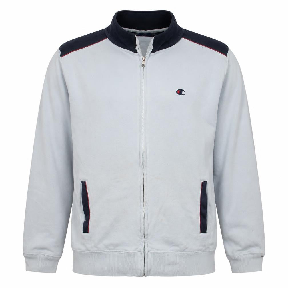 Front view of Champion Men's White XL Track Jacket Full Zip Sportswear