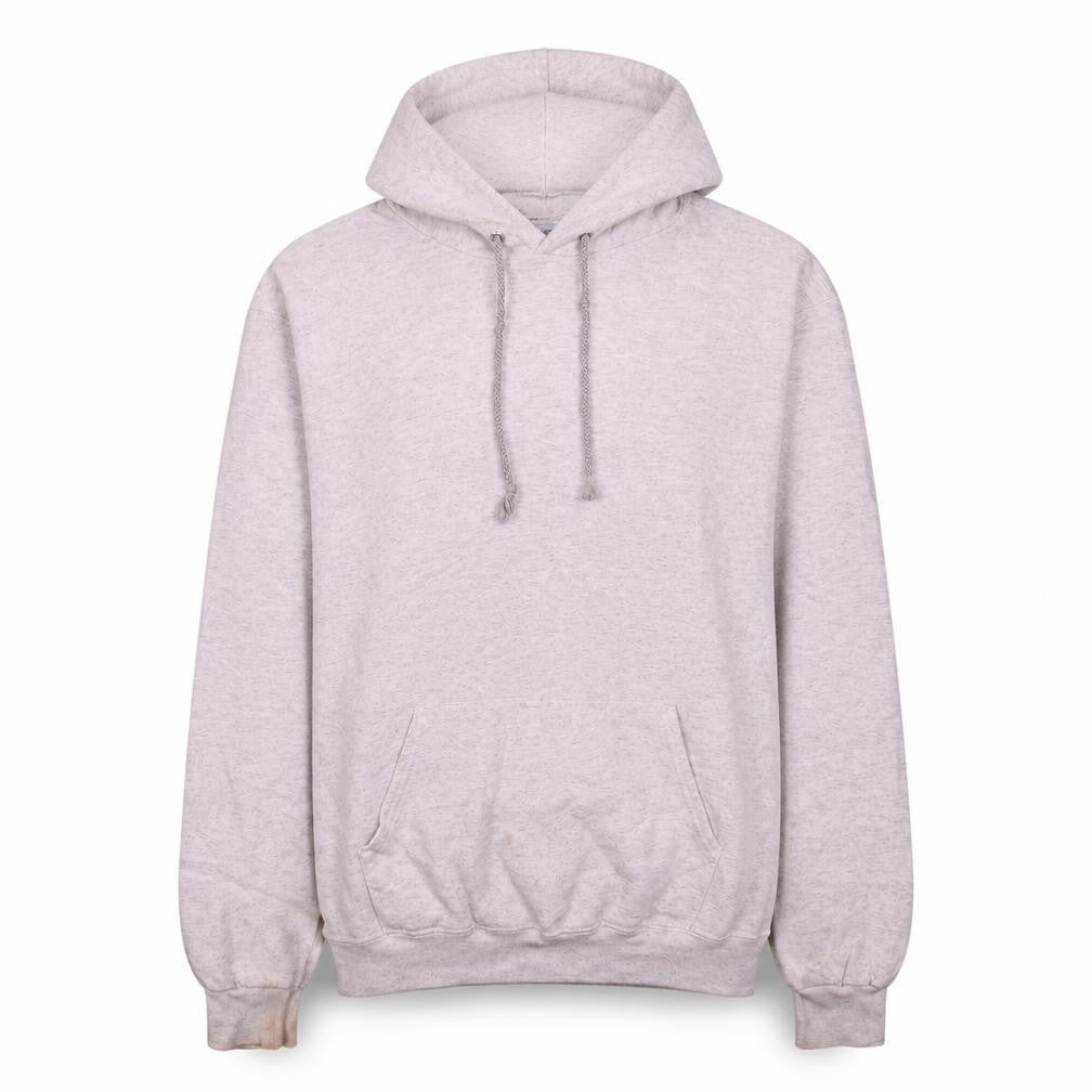Front view of Champion Men's Grey M Pullover Fleece Hoodie Authentic Eco