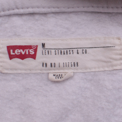Levi's Womens White Pullover Hoodie M Graphic Logo Casual