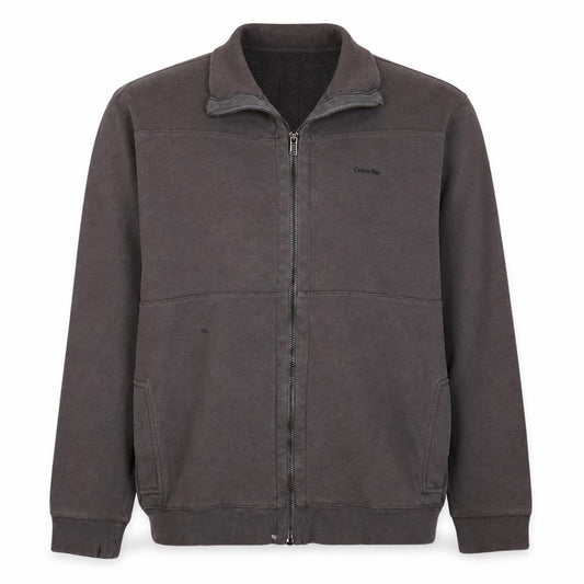 Front view of Calvin Klein Men’s Grey Full Zip Fleece Basic Jacket, size L