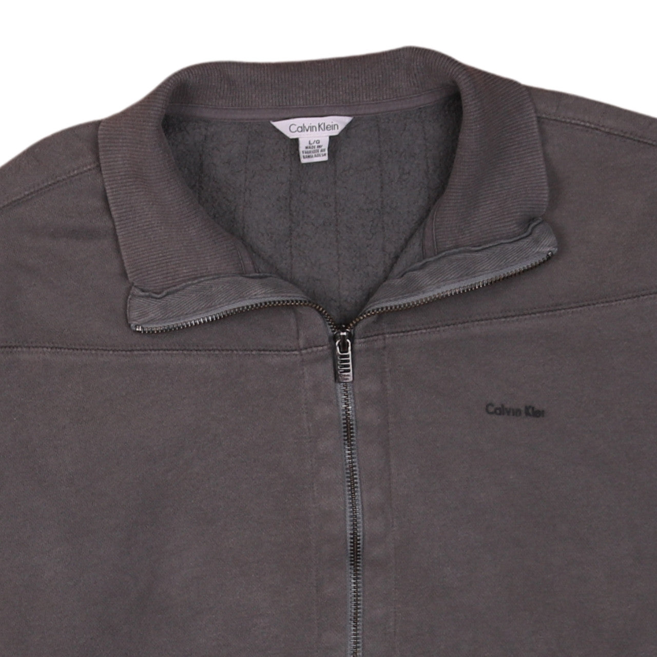 Calvin Klein Men’s Grey Full Zip Fleece Basic Jacket Size L