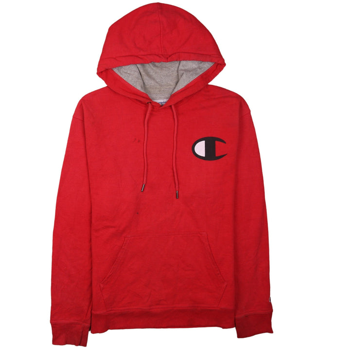 Champion Mens Red Pullover Hoodie M Logo Fleece Sweatshirt
