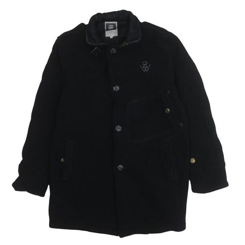 G-Star RAW Men's Black Wool Blend Overcoat L Regular