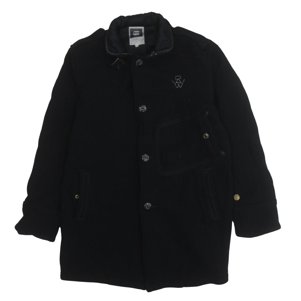 G-Star RAW Men's Black Wool Blend Overcoat L Regular