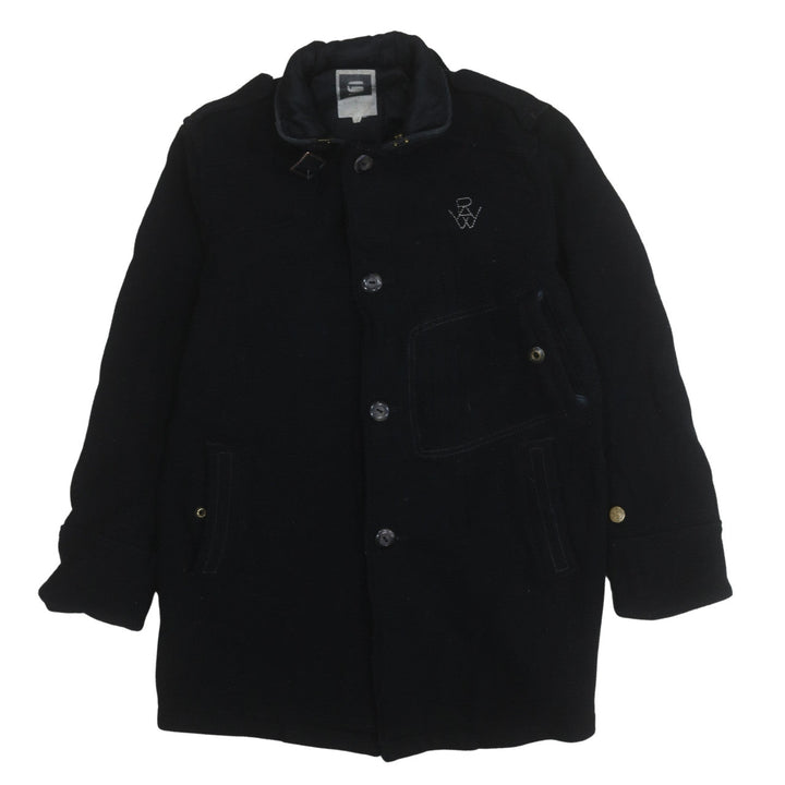 G-Star RAW Men's Black Wool Blend Overcoat L Regular