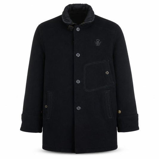 Front view of G-Star RAW Men's Black Wool Blend Overcoat L Regular