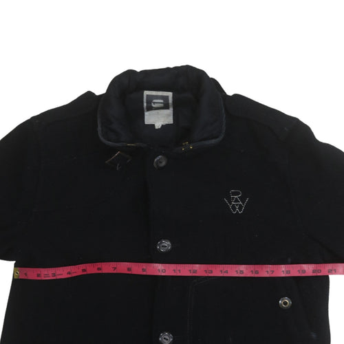 G-Star RAW Men's Black Wool Blend Overcoat L Regular
