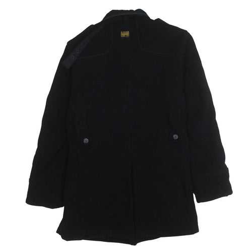 G-Star RAW Men's Black Wool Blend Overcoat L Regular
