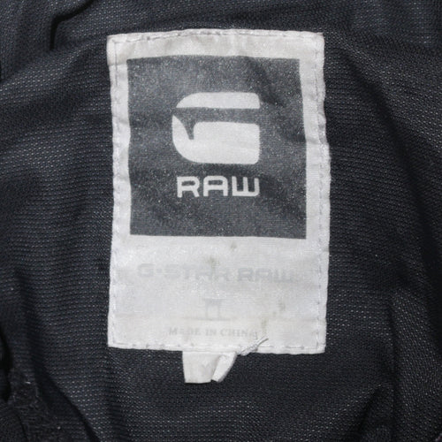 G-Star RAW Men's Black Wool Blend Overcoat L Regular