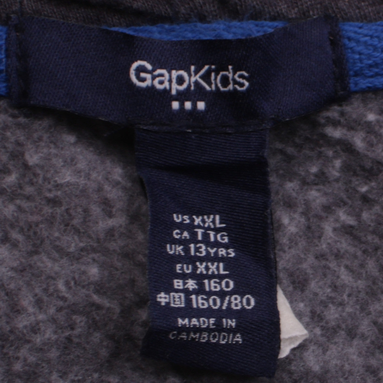 GAP Kids Boys Black Full Zip Hoodie 13 Years Classic Fleece Sweatshirt