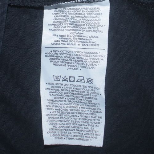 Nike Women Black S Pullover Sweatshirt Cotton Crew Neck Short Sleeve
