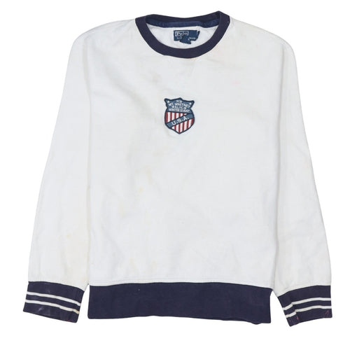 Polo Ralph Lauren Womens White Navy Crew Neck Sweatshirt Size M