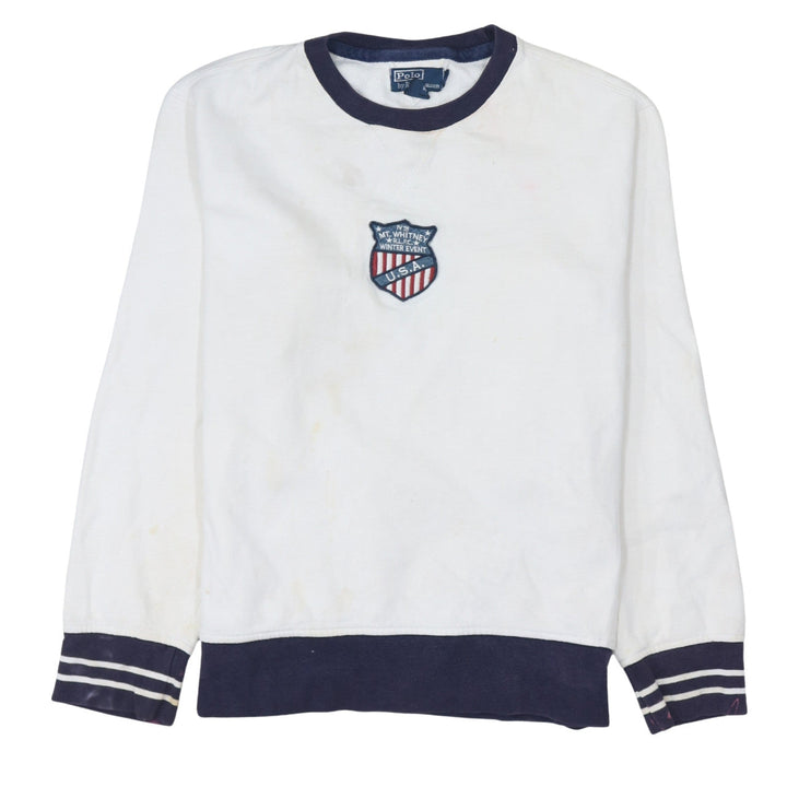 Polo Ralph Lauren Womens White Navy Crew Neck Sweatshirt Size M