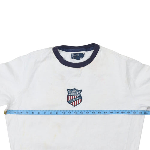 Polo Ralph Lauren Womens White Navy Crew Neck Sweatshirt Size M