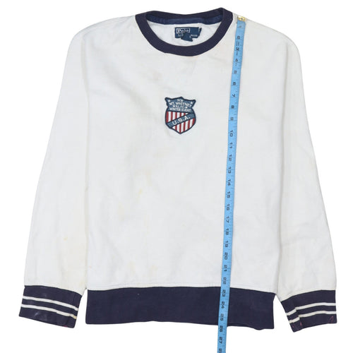 Polo Ralph Lauren Womens White Navy Crew Neck Sweatshirt Size M